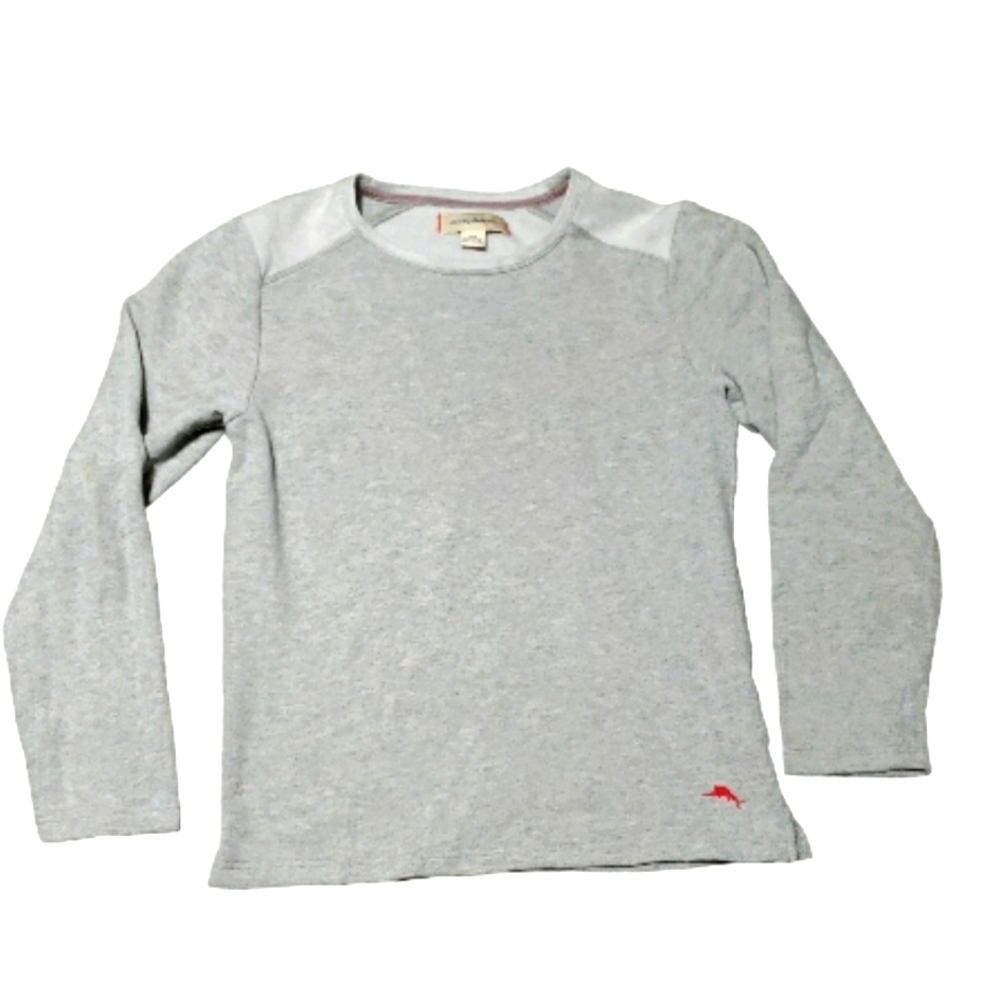 Tommy Bahama Long Sleeve Crew Neck Pullover sweatshirt Size Medium Grey/white